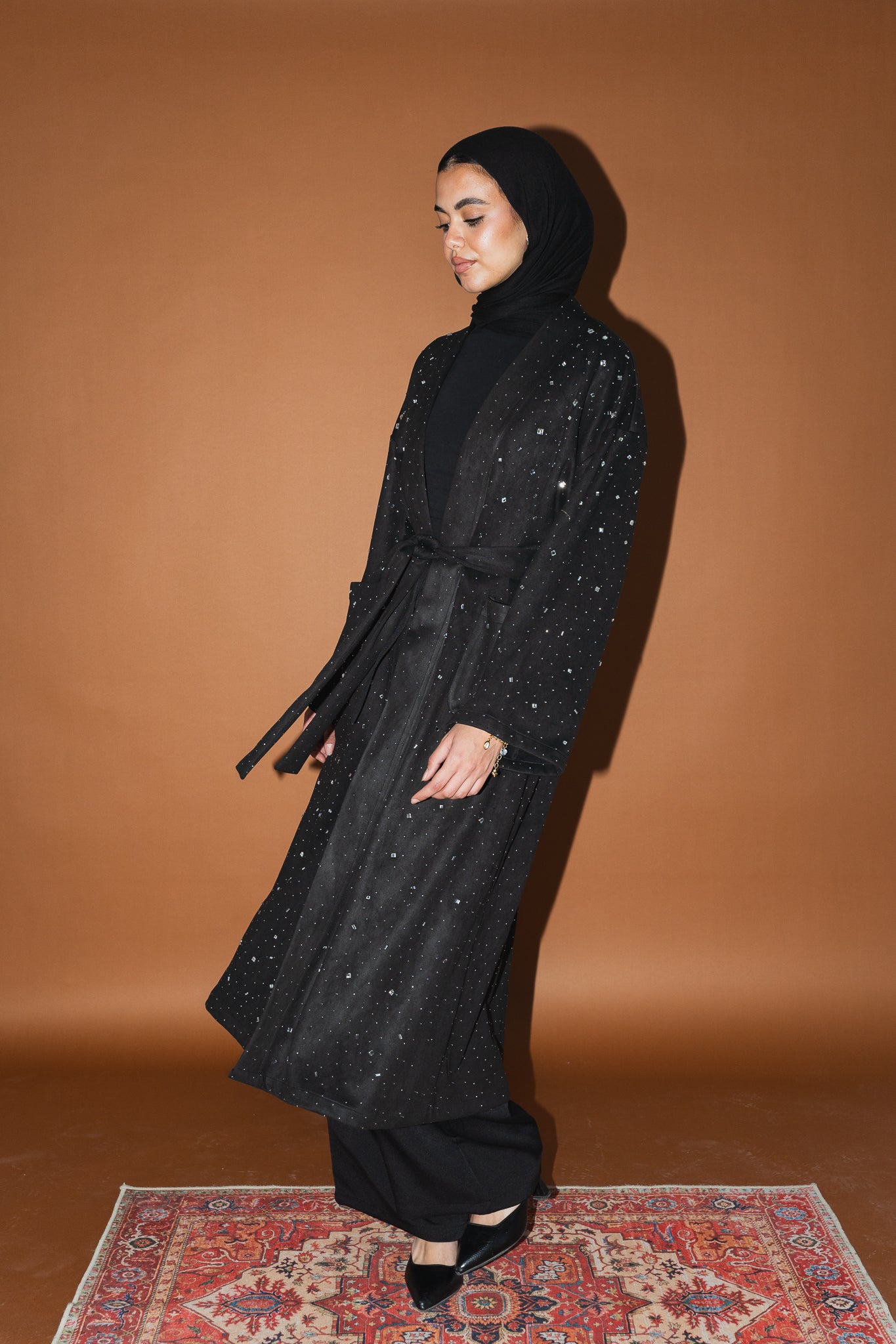 Milky way Stone Cardigan in Black