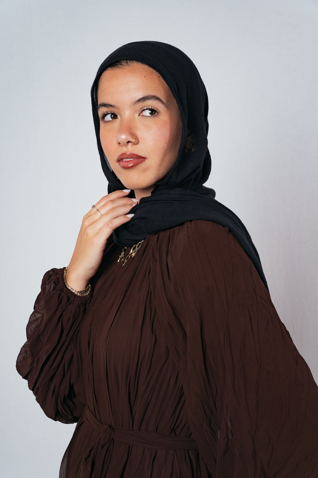 Nazly crushed dress in Brown