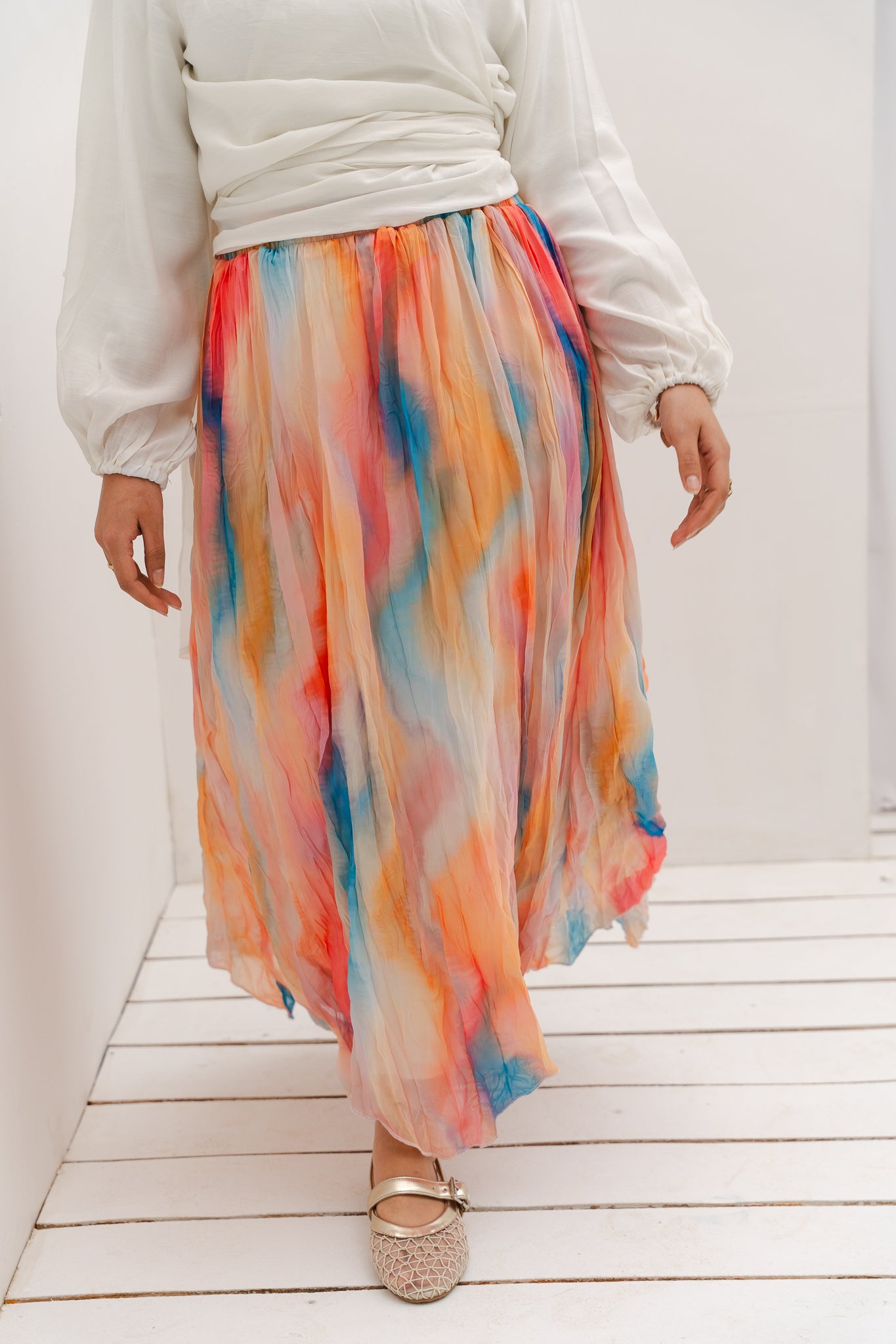 Peachy Sunset Asymmetric Skirt
