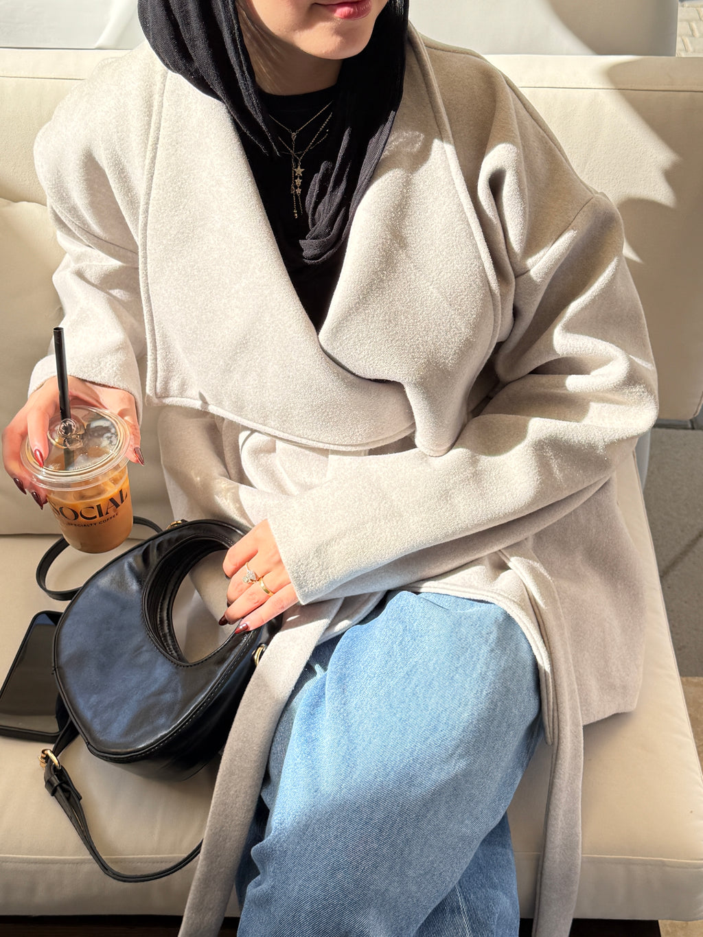 The Wrap Grace Coat in Greige