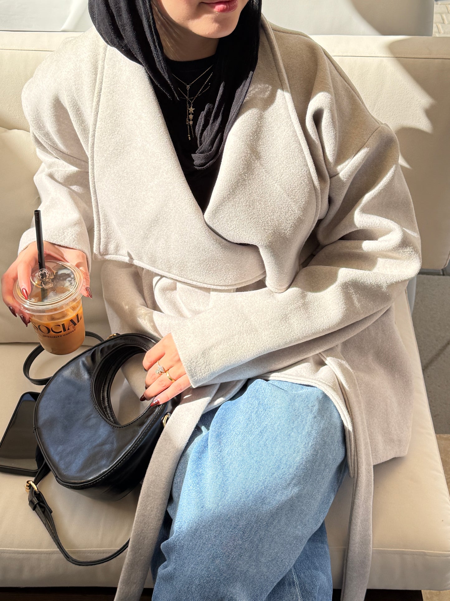 The Wrap Grace Coat in Greige