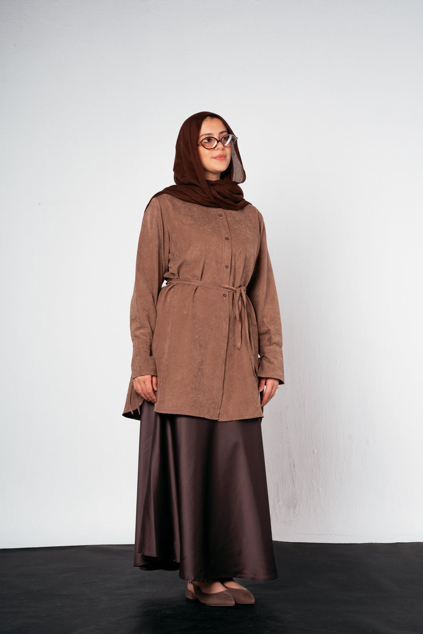 Behind Tie Shirt in Brown