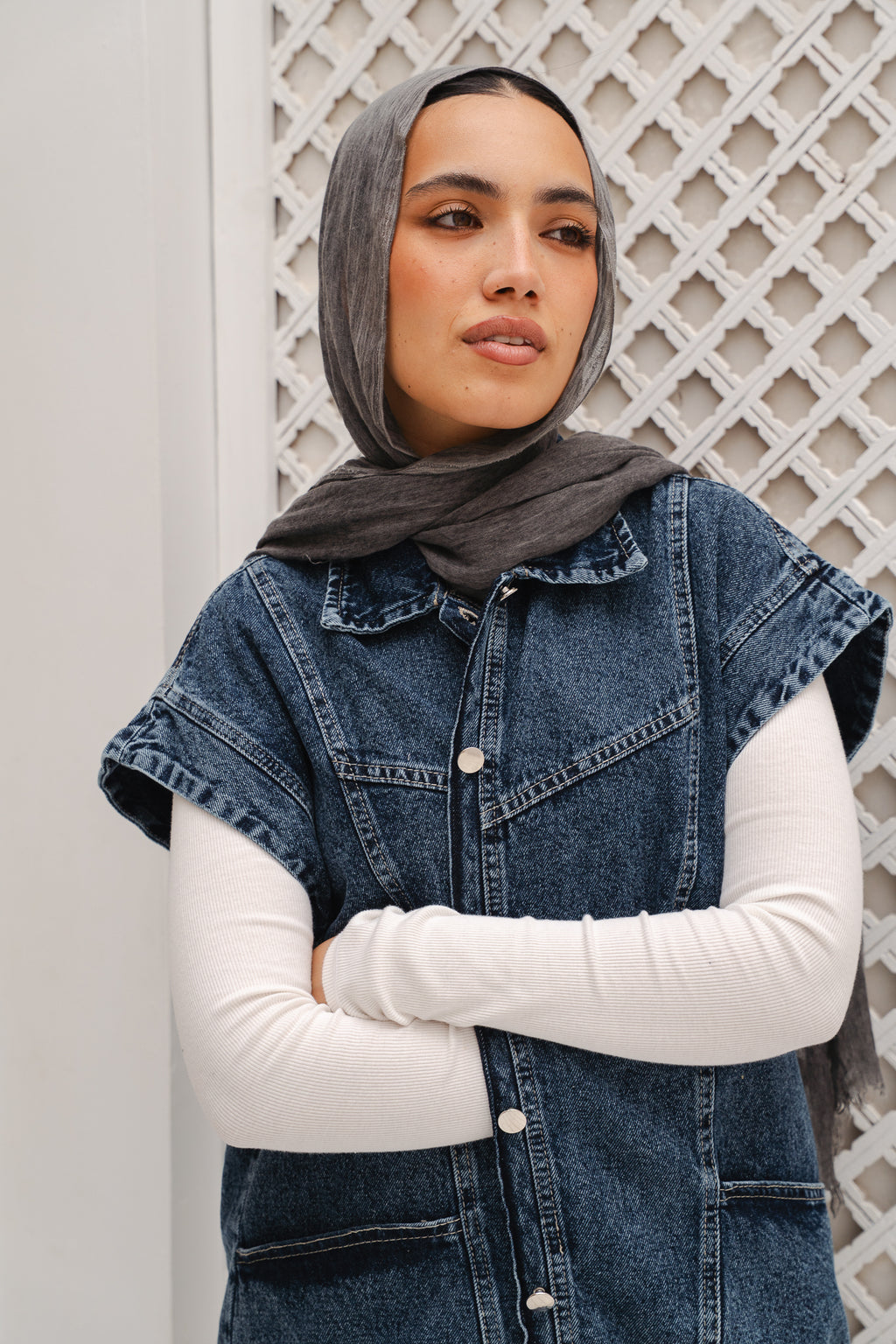 Denim Vest in Dark blue
