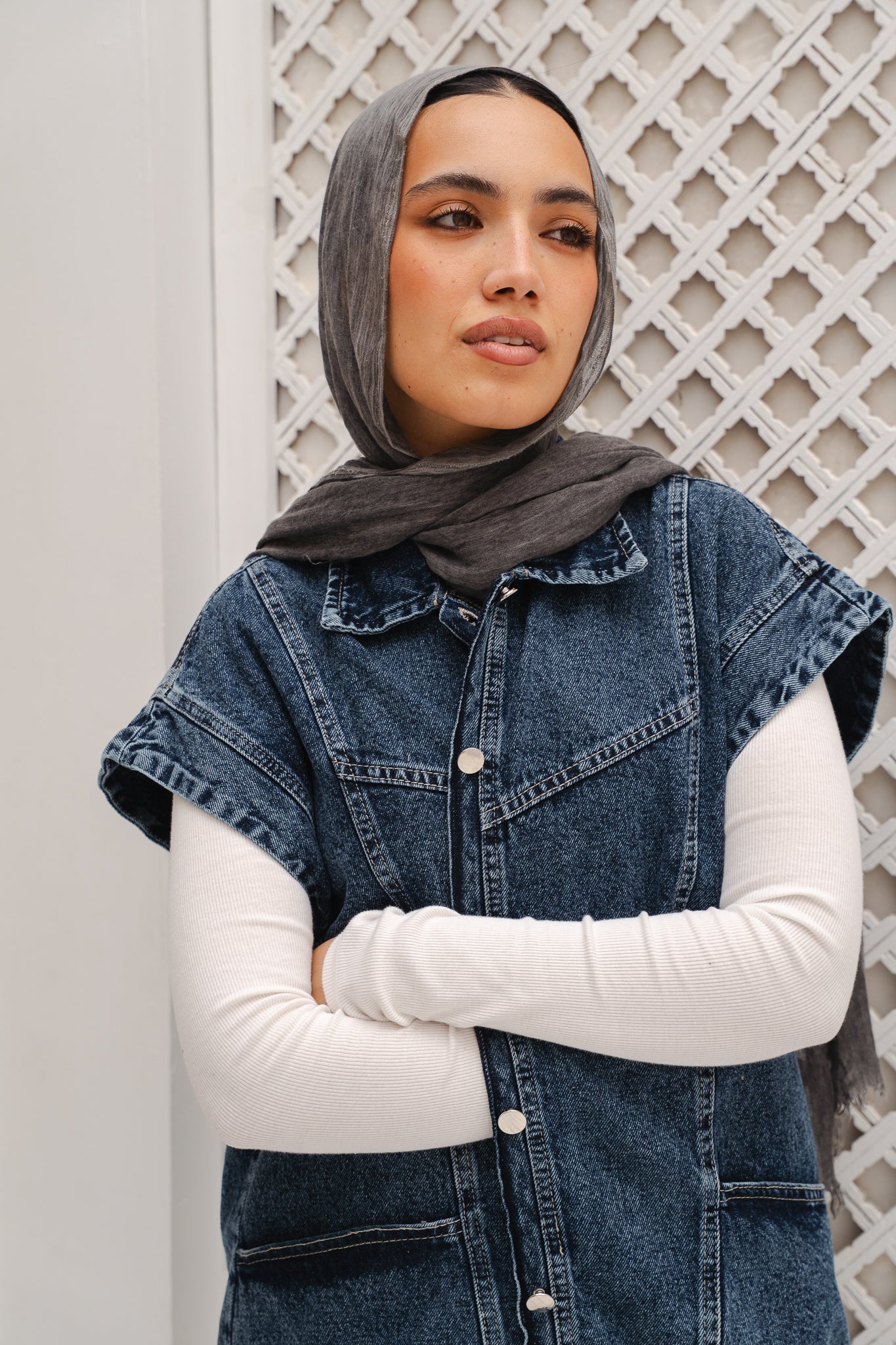 Denim Vest in Dark blue