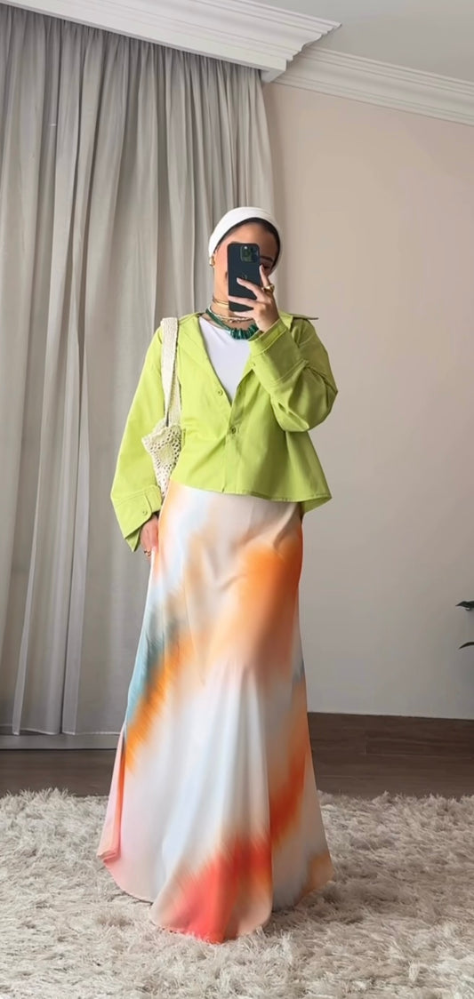 Pastel cloud cropped shirt in Lime