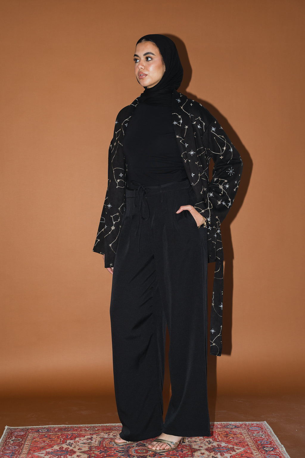 Celestial Embroidery Jacket in Black