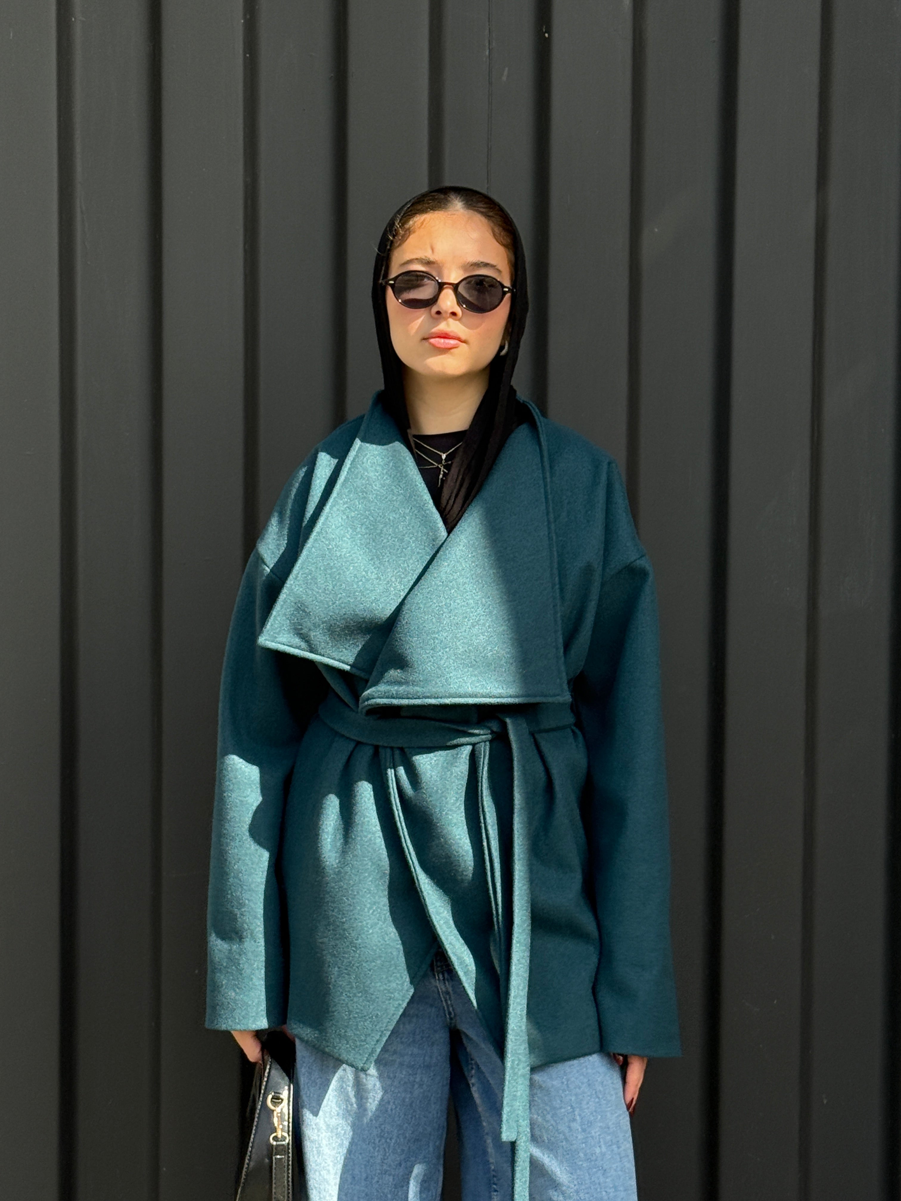 The Wrap Grace Coat in Teal