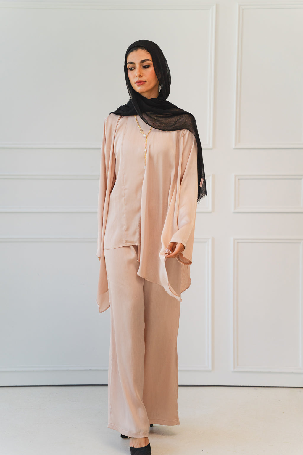 Luxe Drapped Set in Champagne