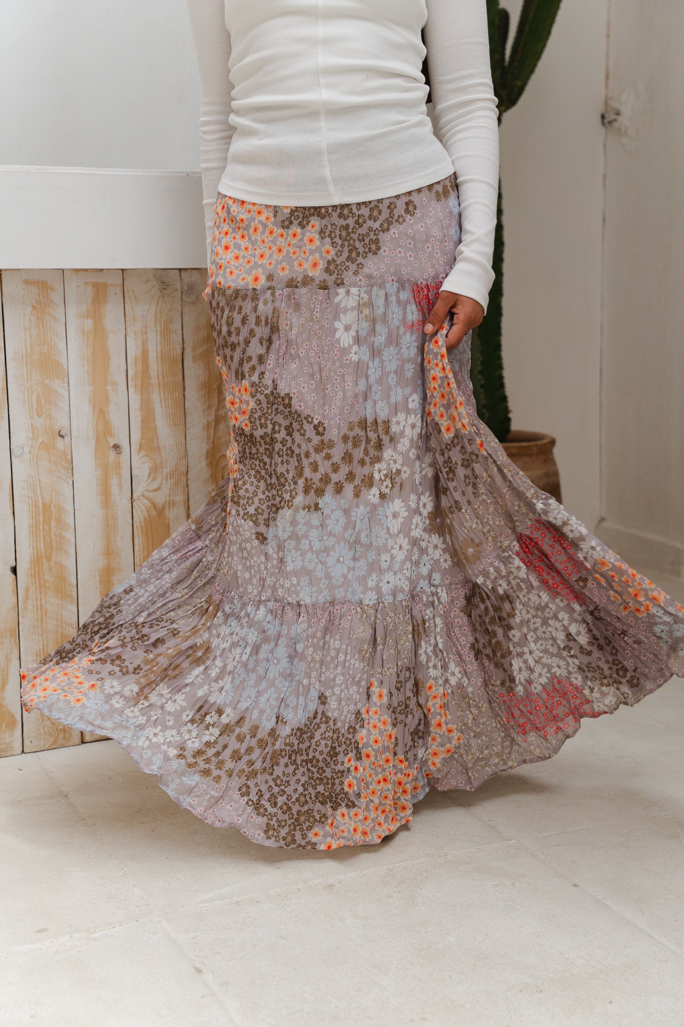 Blush Blossoms Crushed Skirt