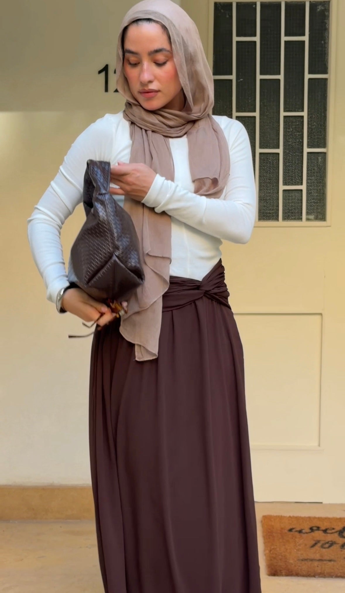 Ruby Twisted Skirt in Brown