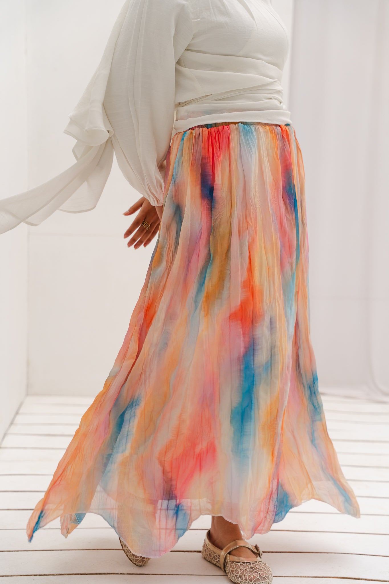 Peachy Sunset Asymmetric Skirt