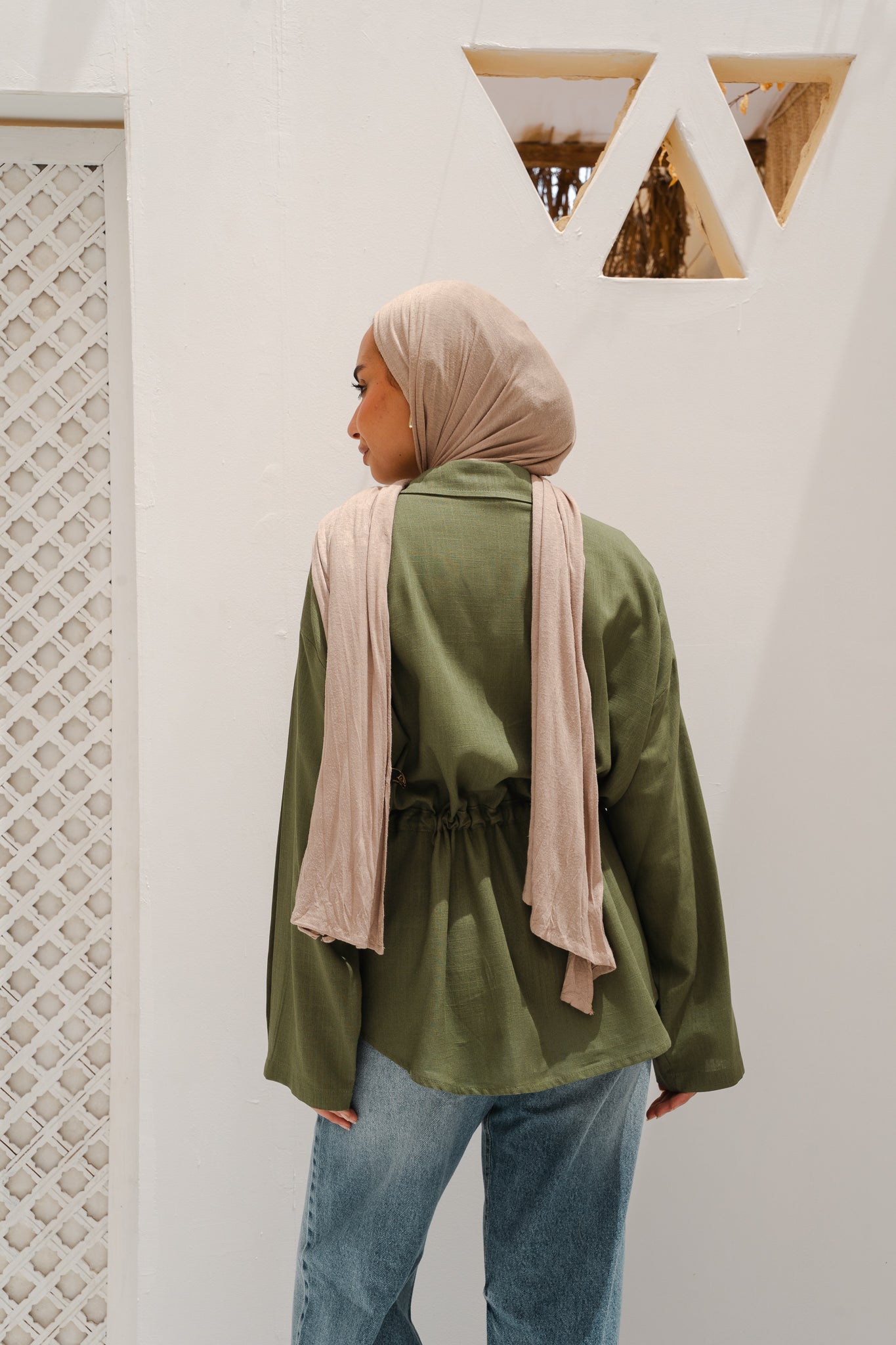 Slay You Girl Linen Top in Olive