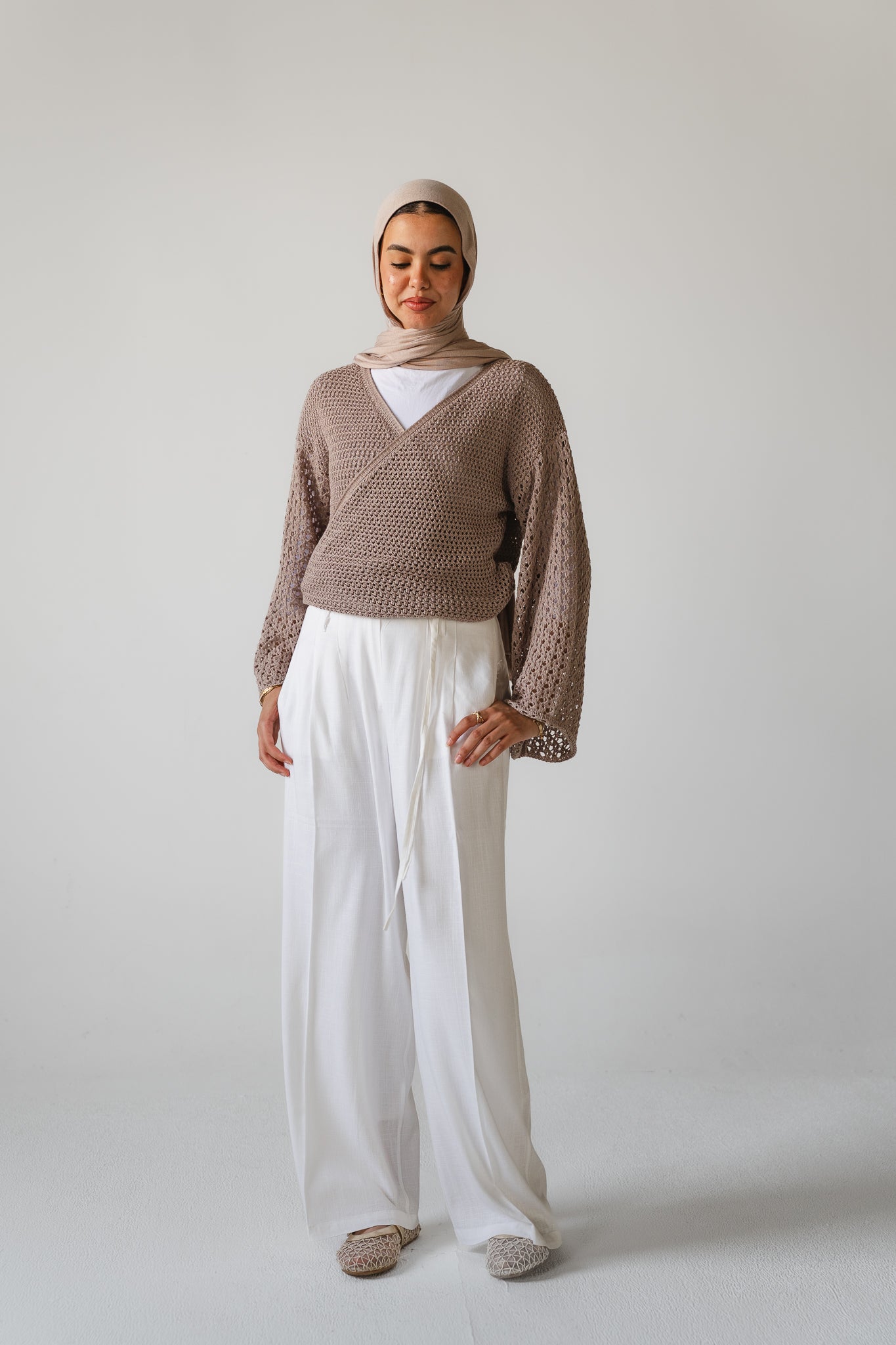Seashell Wrap Top in Cafe