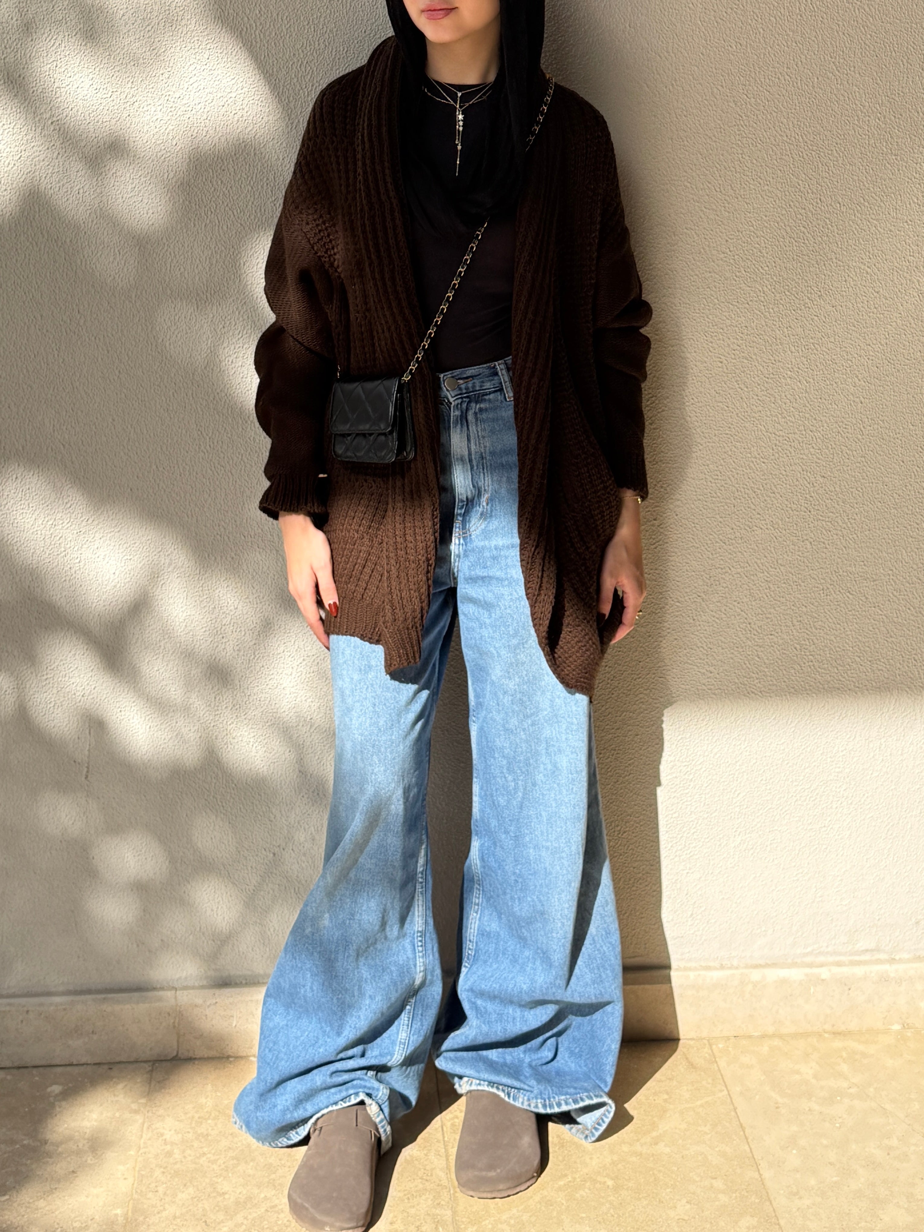 The Warm Hug Knit Cardigan in Brown