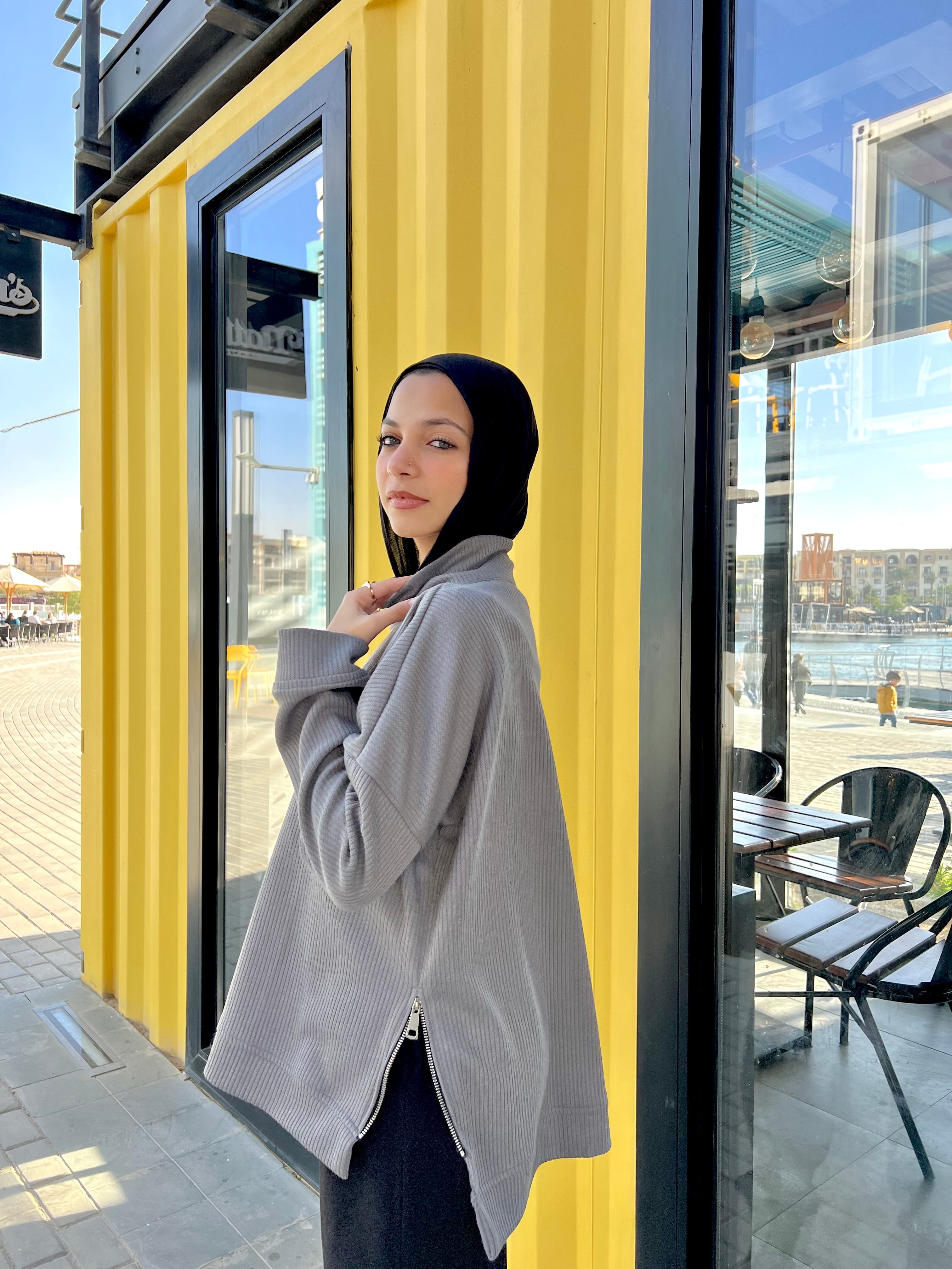 Zip-Up Sweater in Grey