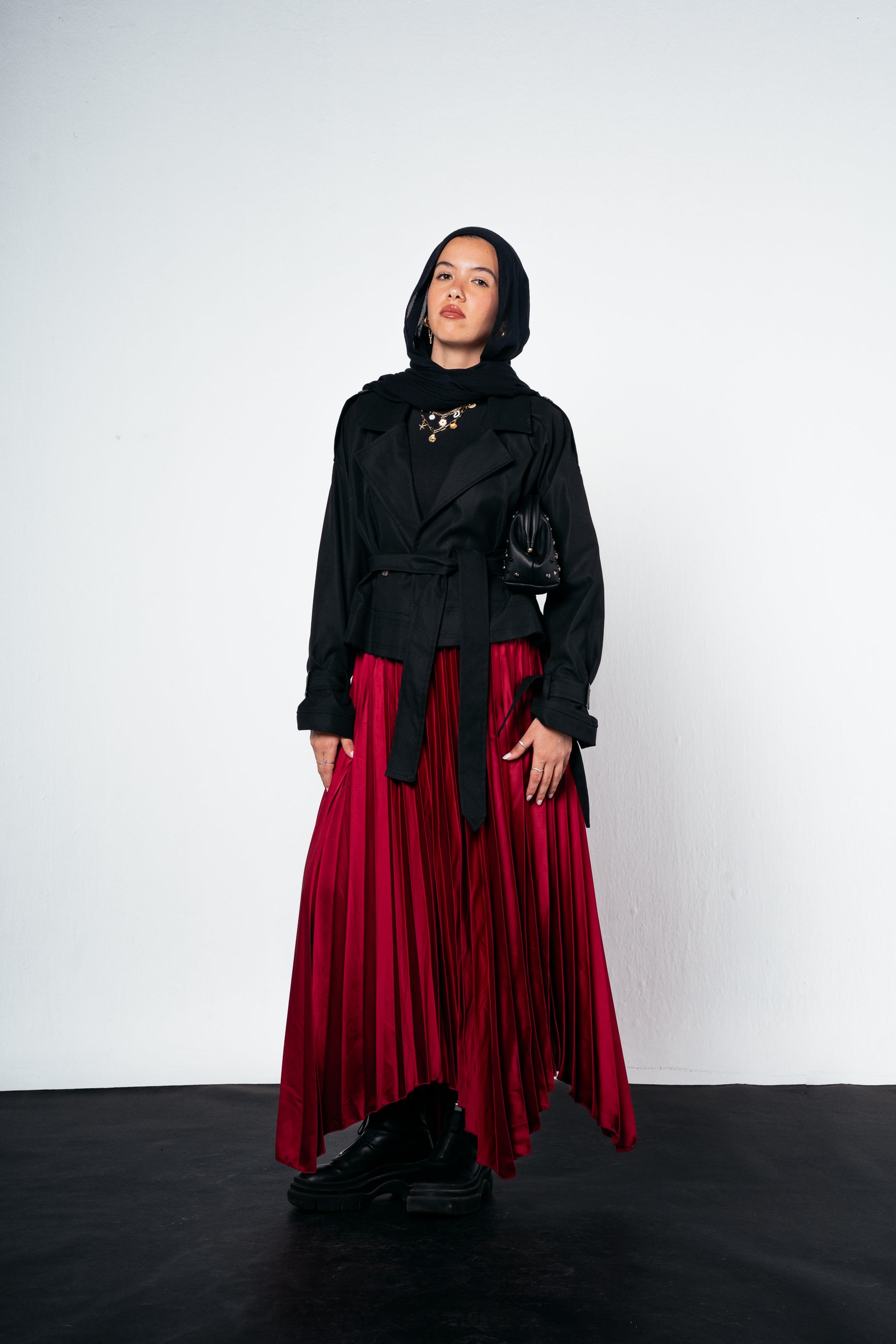 Ash Asymmetrical Skirt in Burgundy