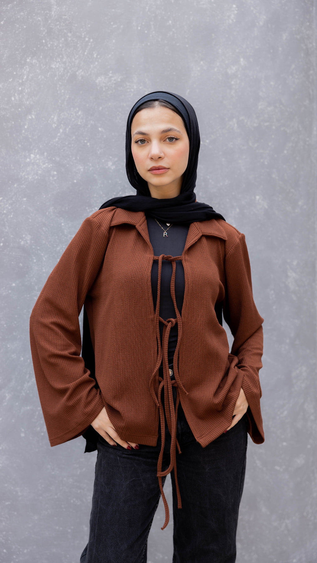 Tied to Go Top in Brick Brown