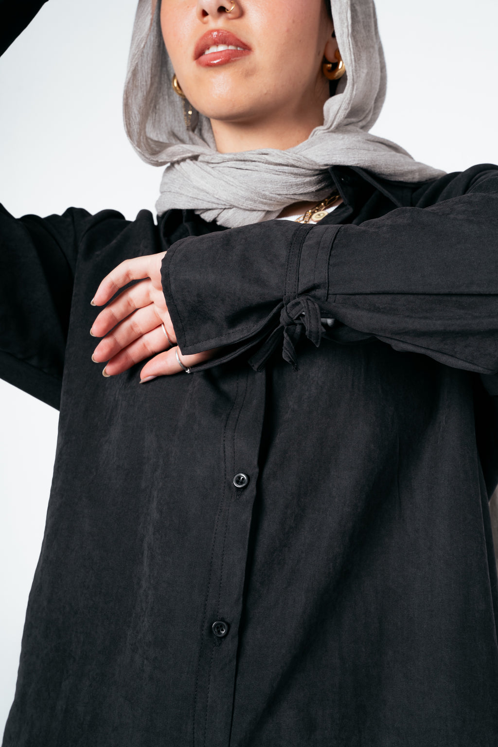 Behind Tie Shirt in Black