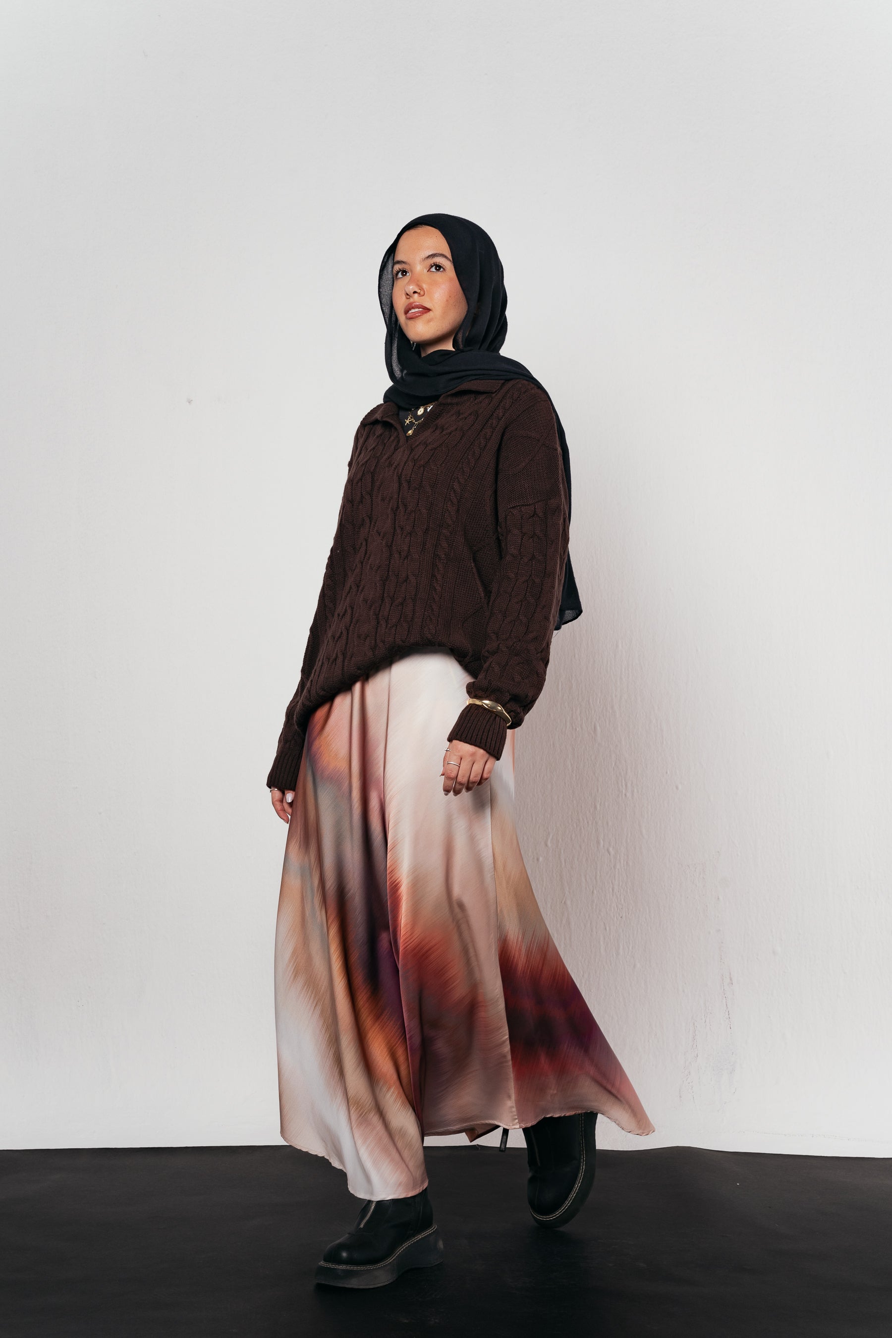 Rosewood Mist Satin Skirt