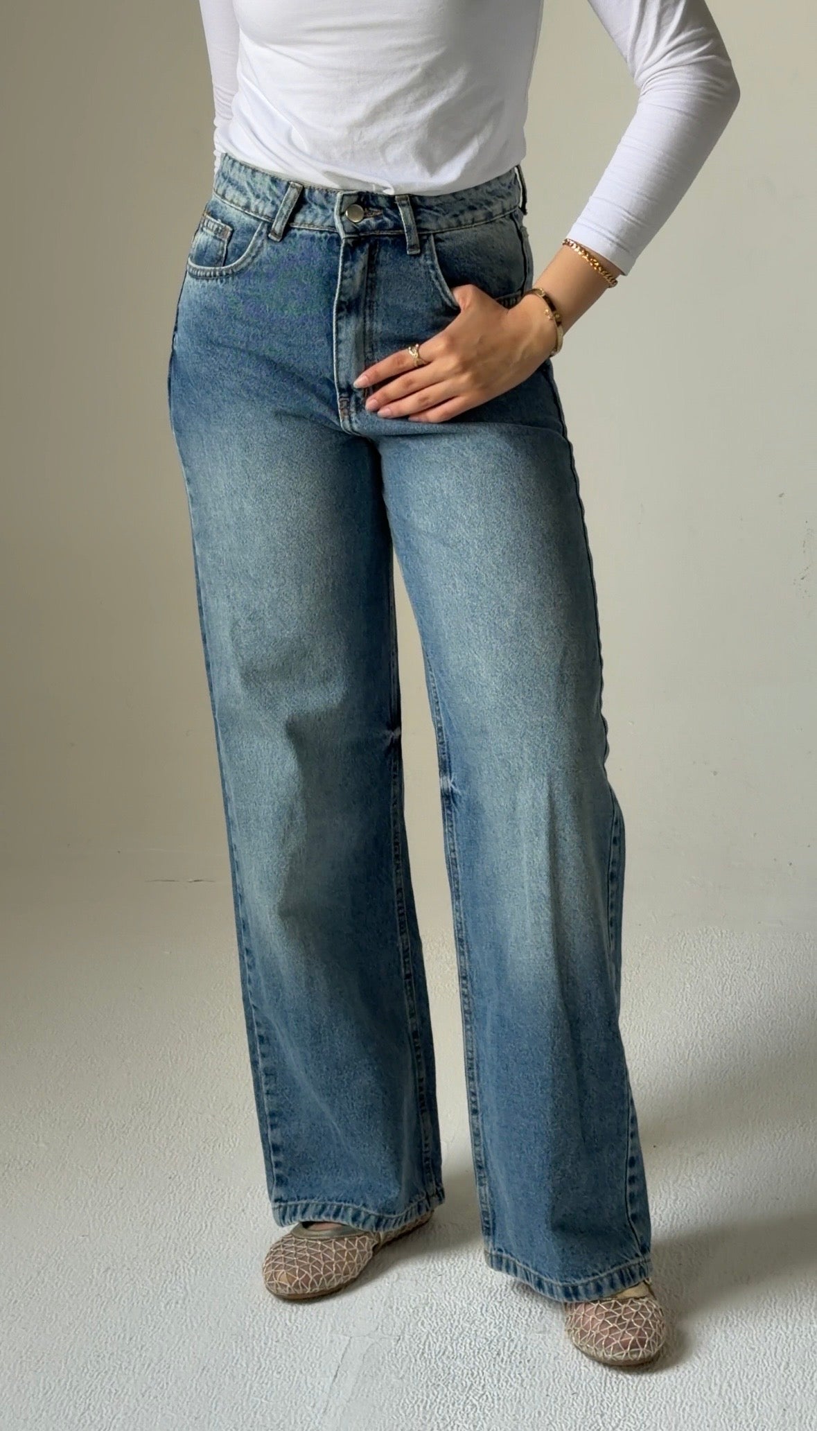 Daily Fit Denim Pants in Mid Blue