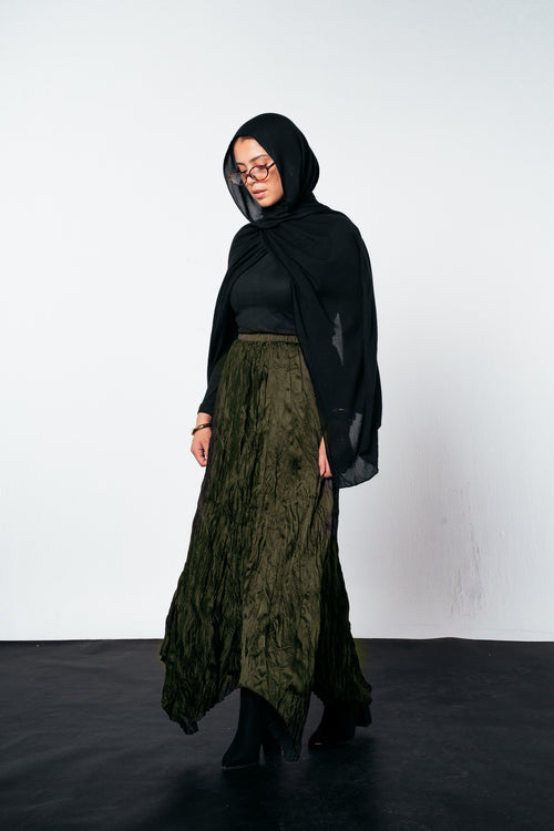 Anne Crushed skirt in Olive