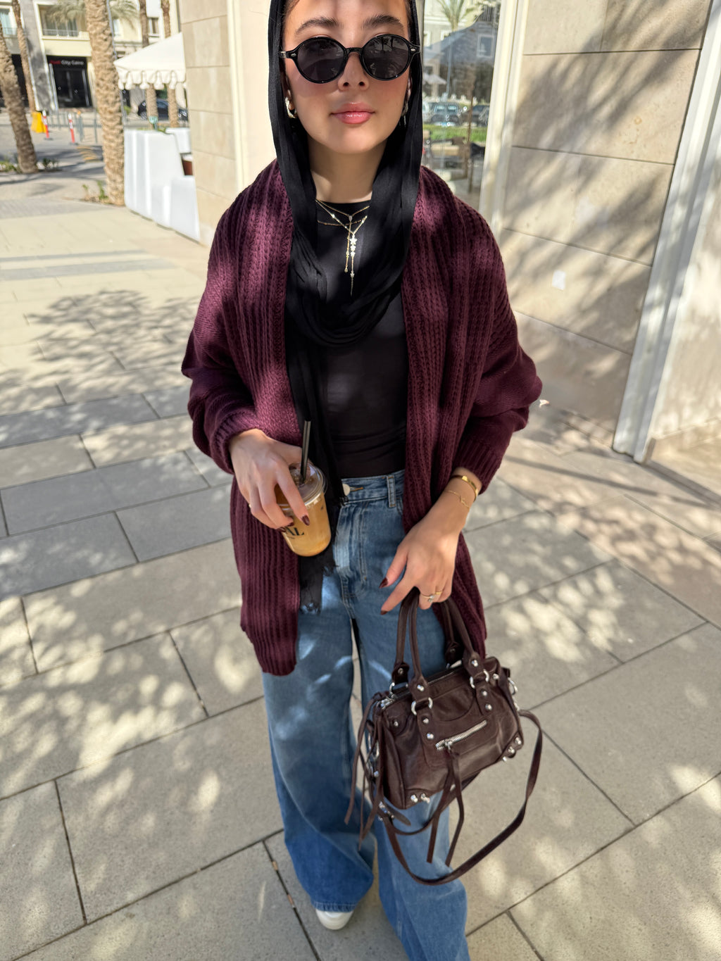 The Warm Hug Knit Cardigan in Burgundy