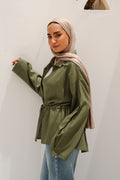 Slay You Girl Linen Top in Olive