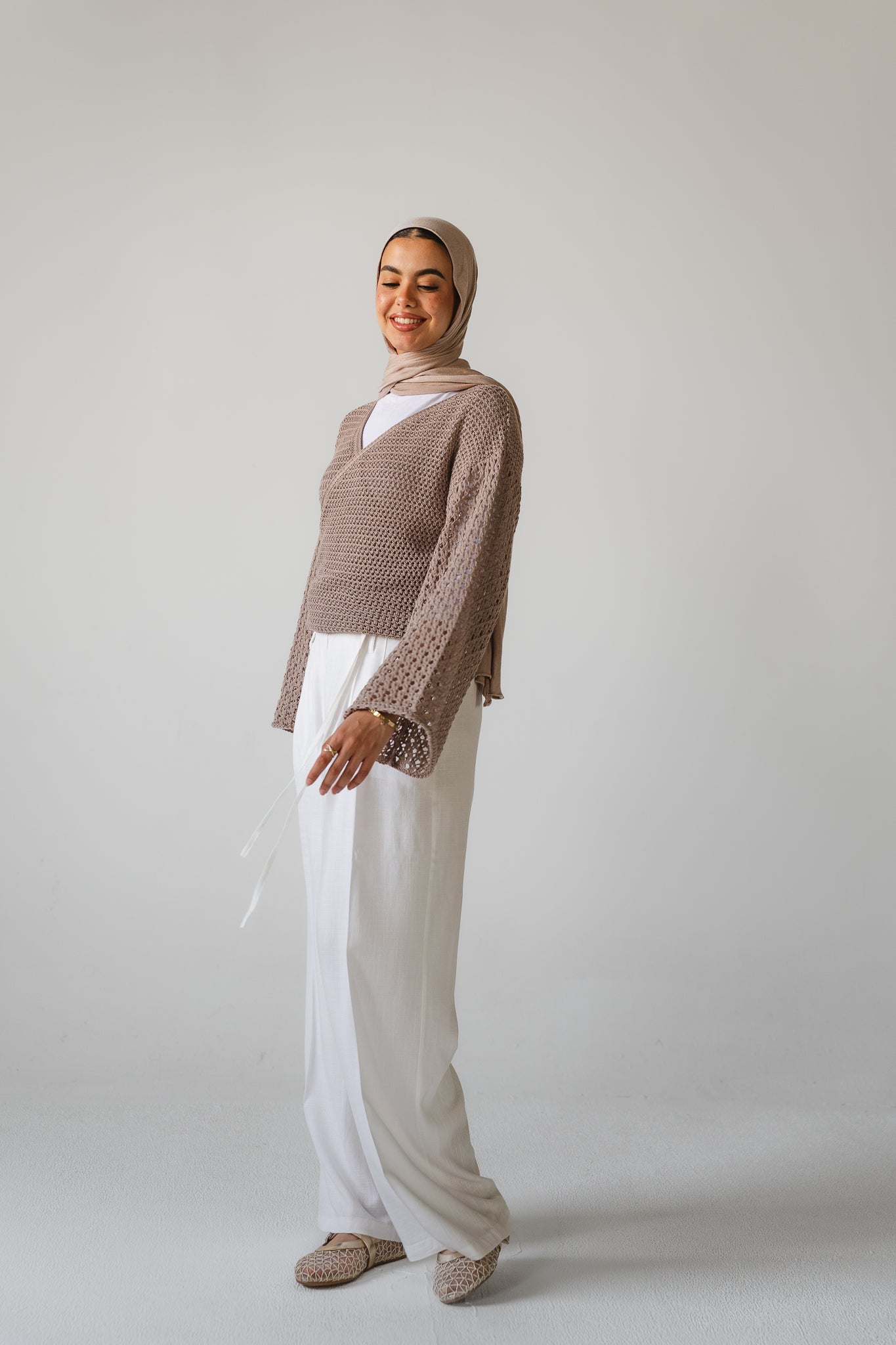 Seashell Wrap Top in Cafe