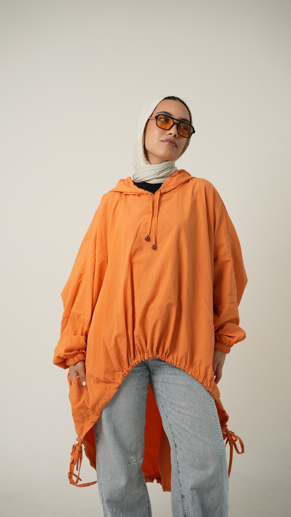 Hooded Waterproof jacket in pumpkin