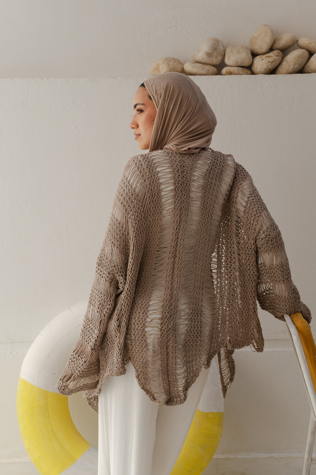 Coastal Crochet Cardigan in Cafe