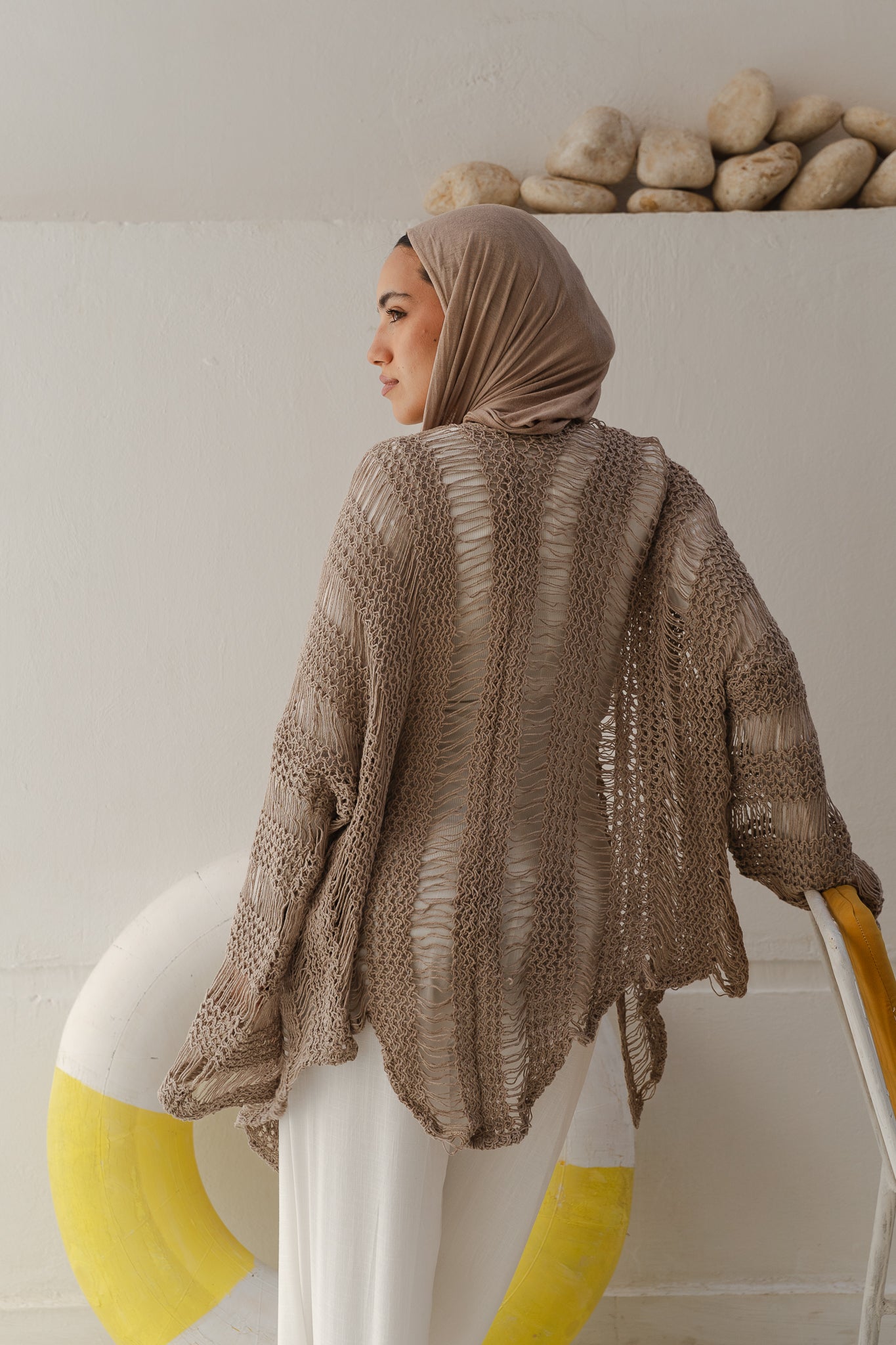 Coastal Crochet Cardigan in Cafe