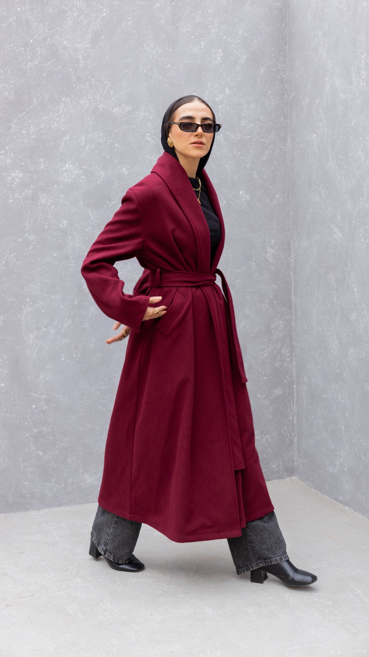 The Round Up Coat in Burgundy