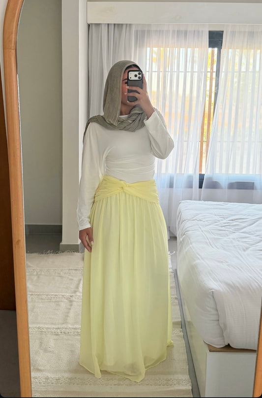 Ruby Twisted Skirt in Butter yellow