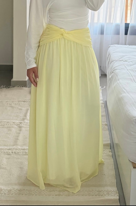 Ruby Twisted Skirt in Butter yellow