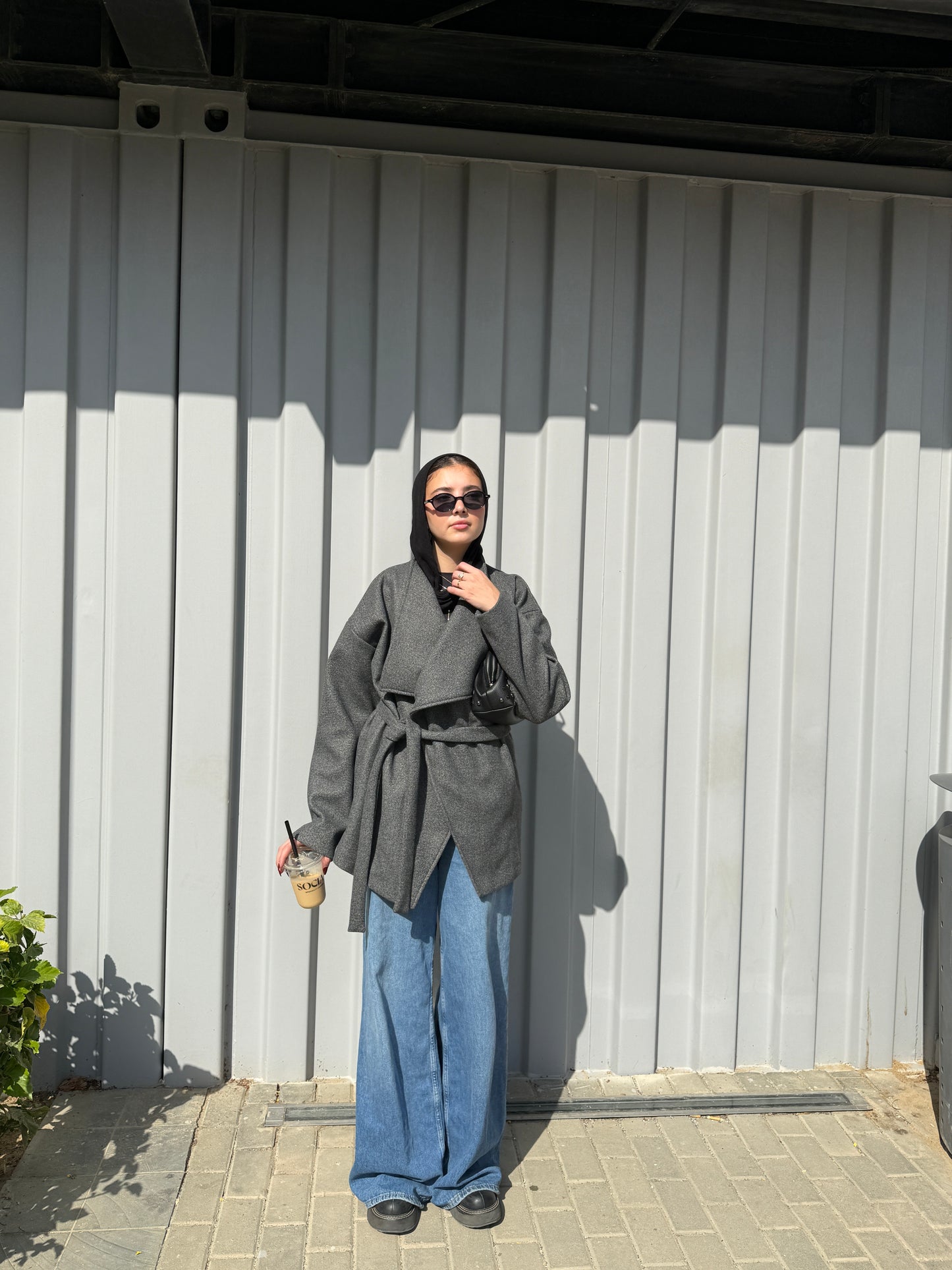 The Wrap Grace Coat in Dark grey