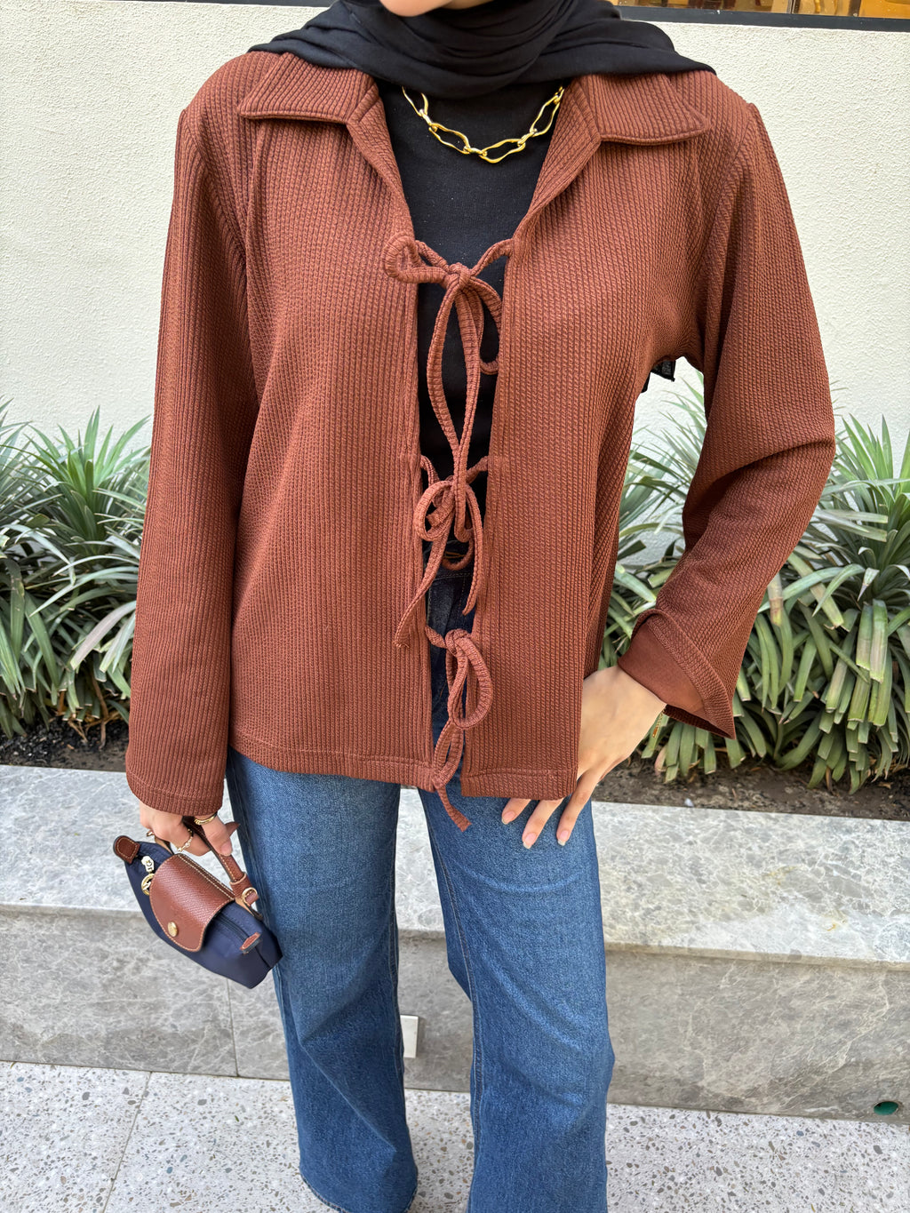 Tied to Go Top in Brick Brown