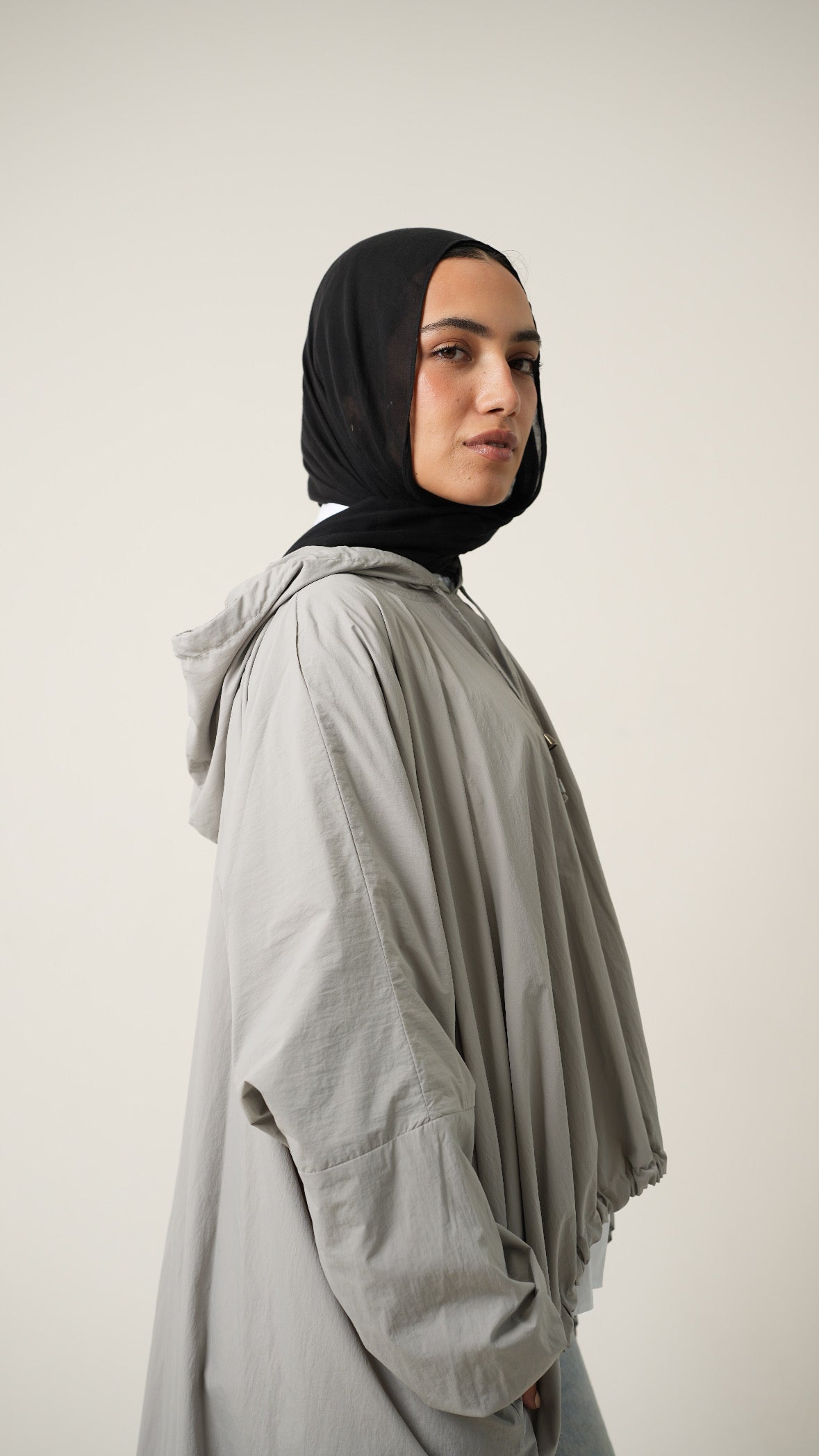 Hooded Waterproof jacket in metal gray