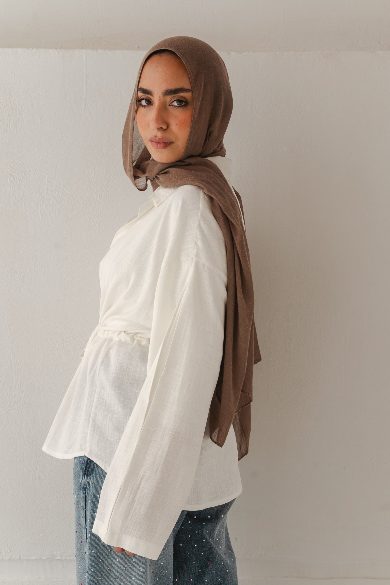 Slay You Girl Linen Top in White