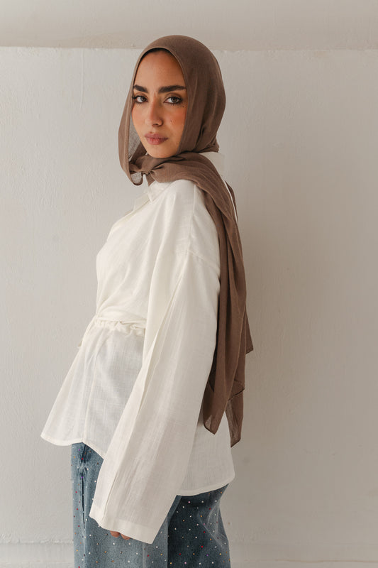 Slay You Girl Linen Top in White