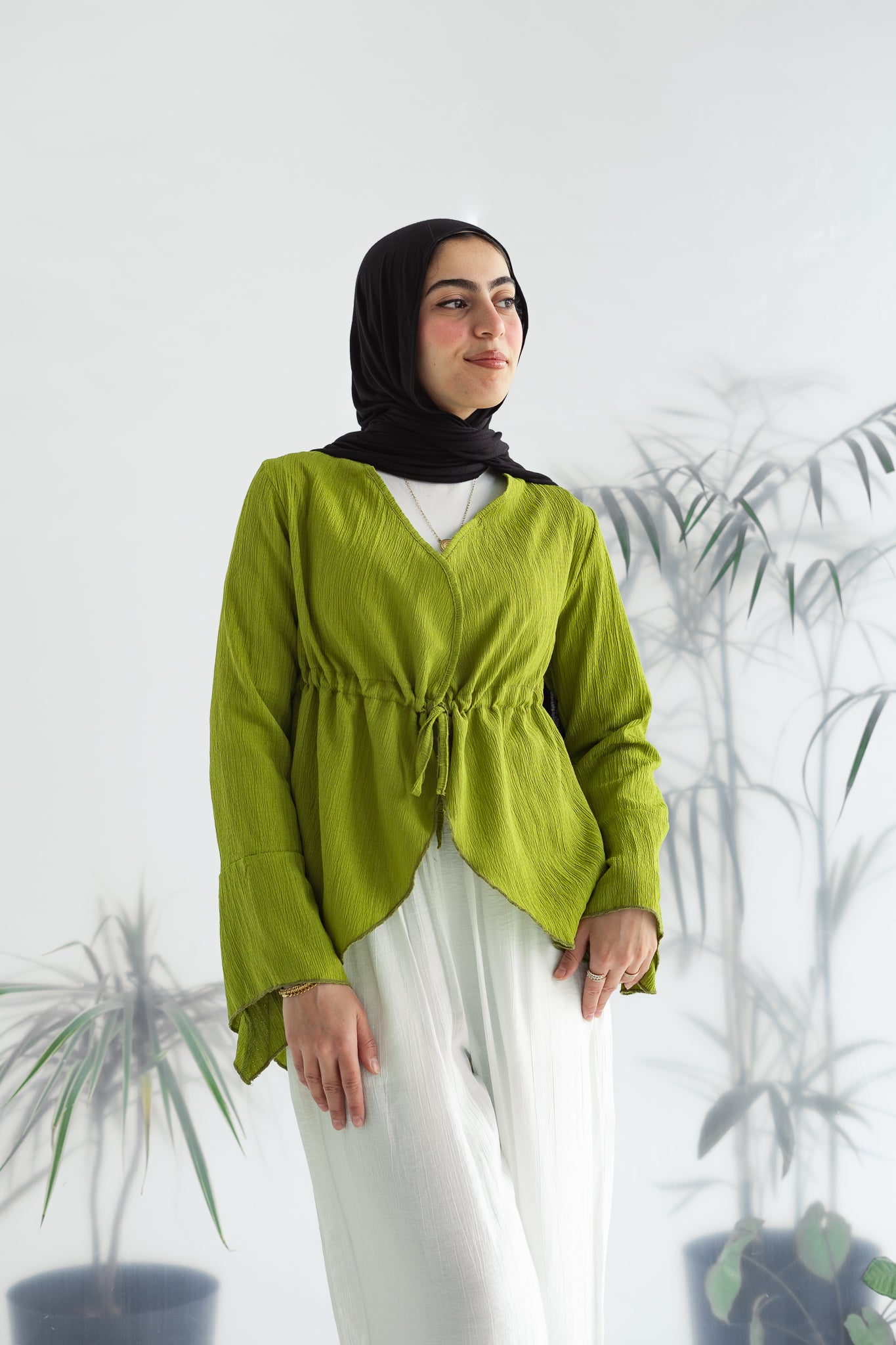 Long celine top in Dark lime