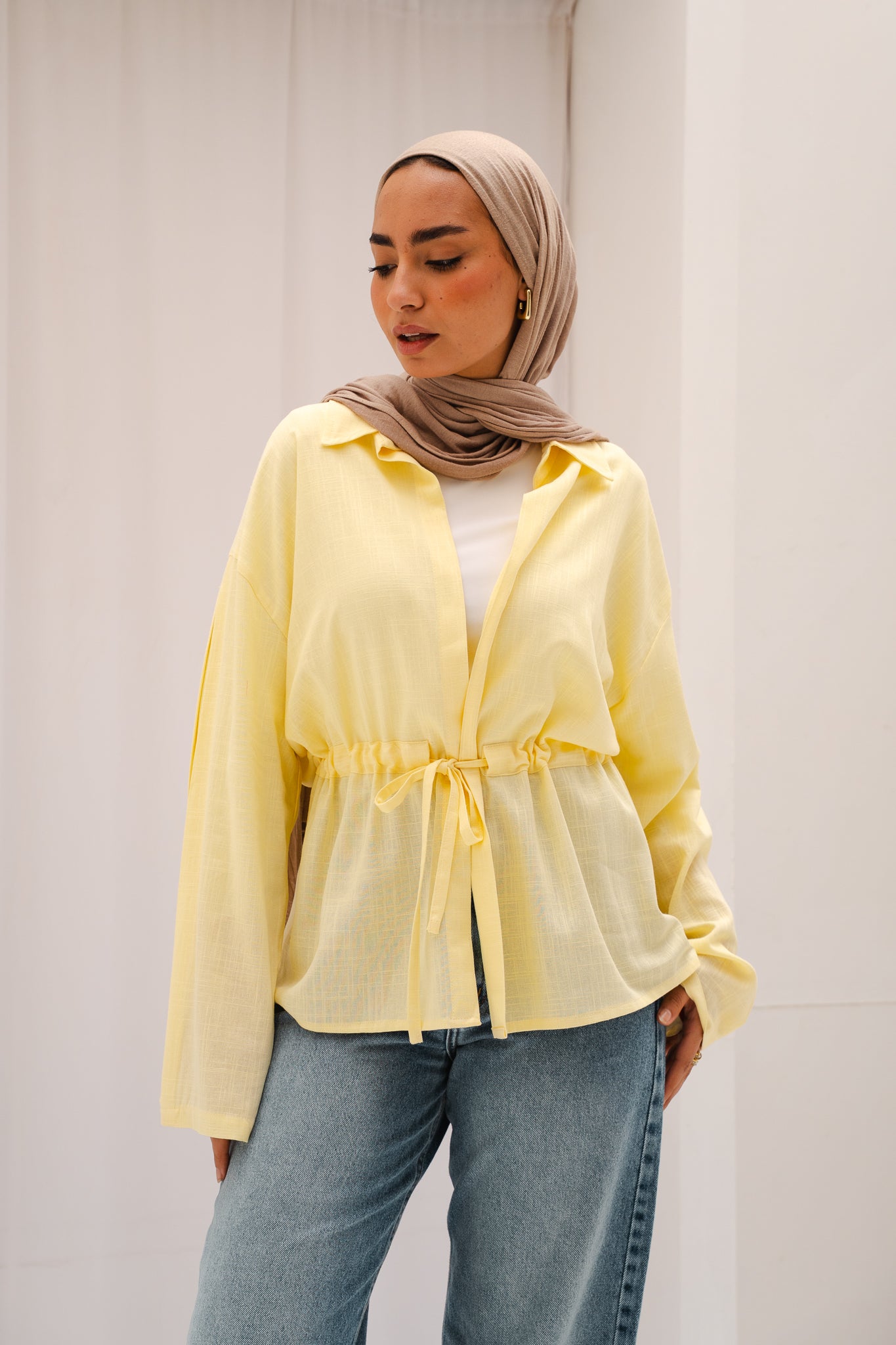 Slay You Girl Linen Top in Yellow