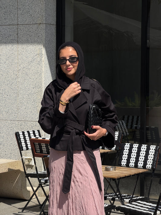 Cropped trench coat in Black