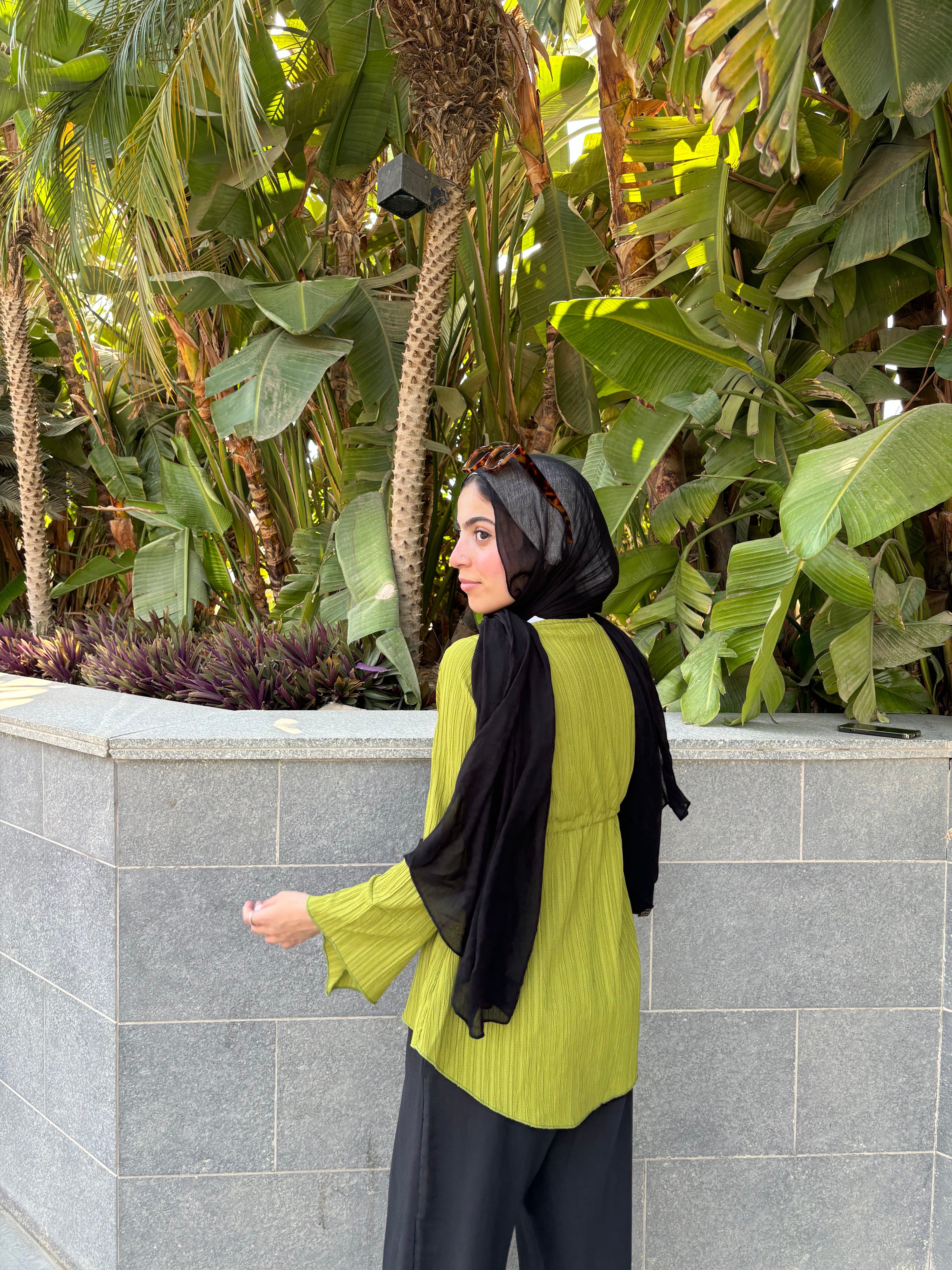 Long celine top in Dark lime