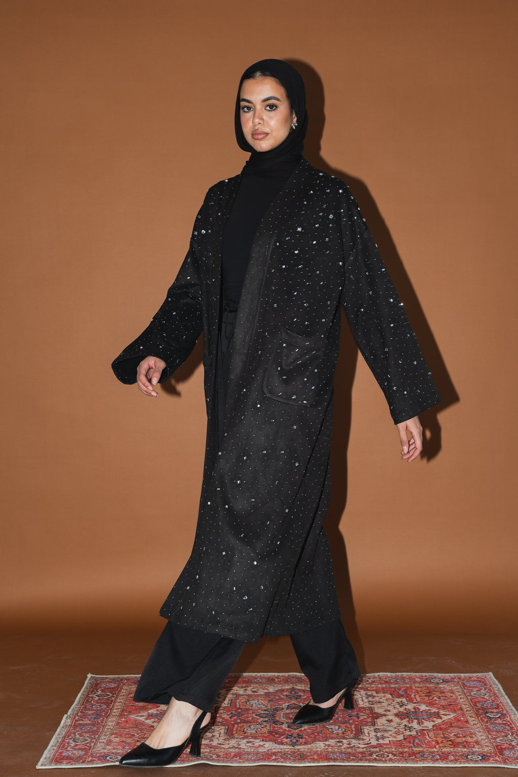 Milky way Stone Cardigan in Black