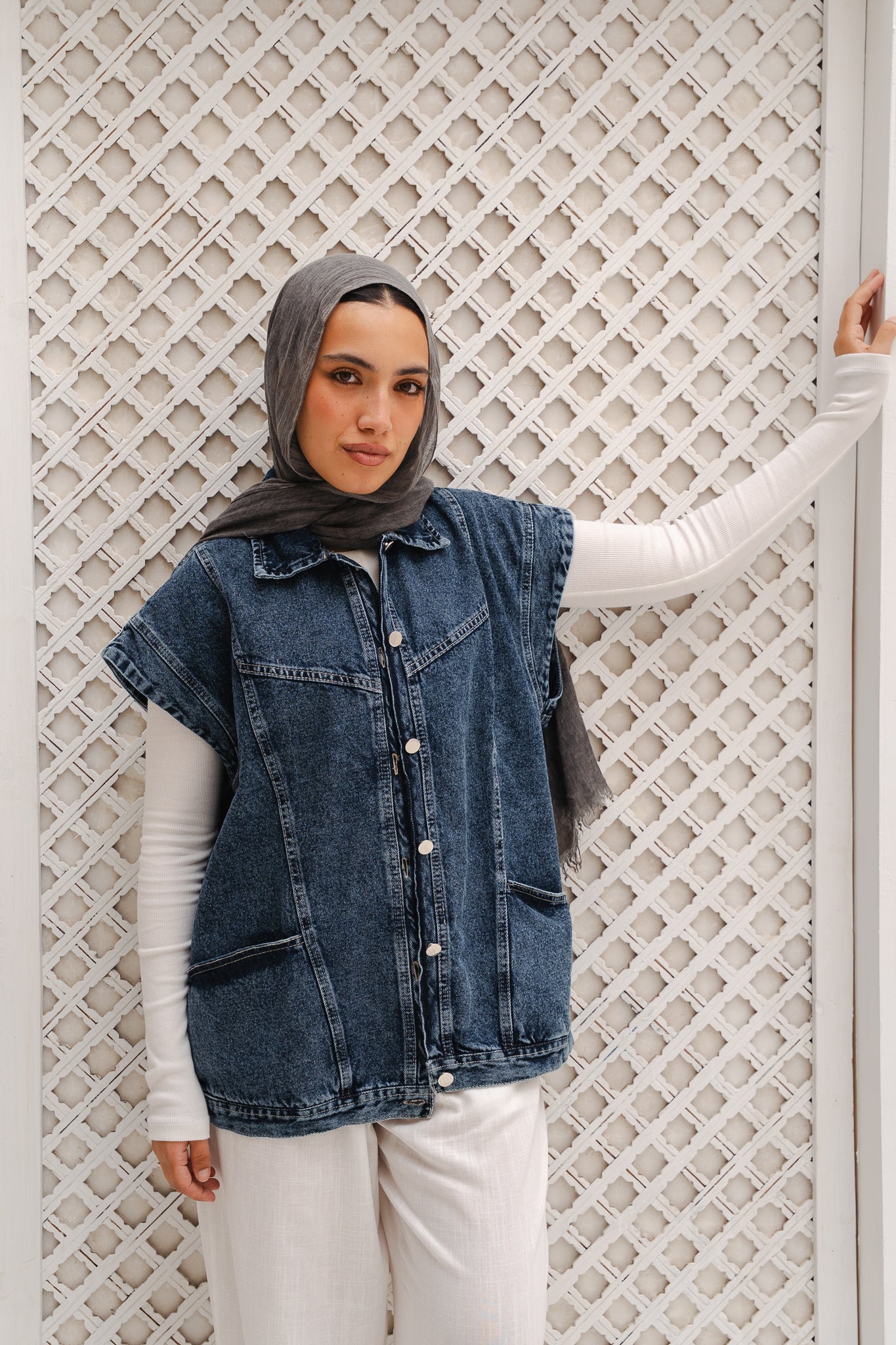 Denim Vest in Dark blue
