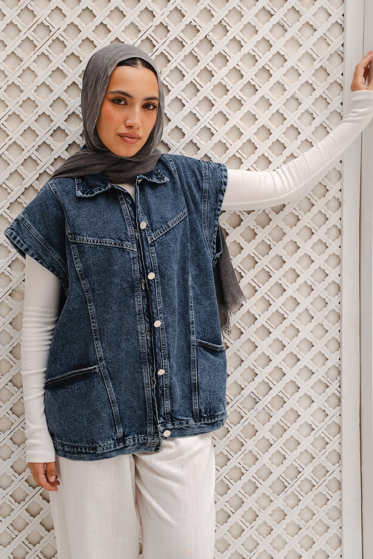 Denim Vest in Dark blue