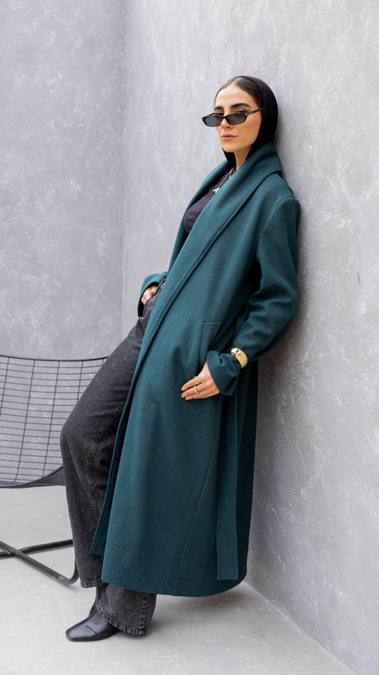 The Round Up Coat in Forest green