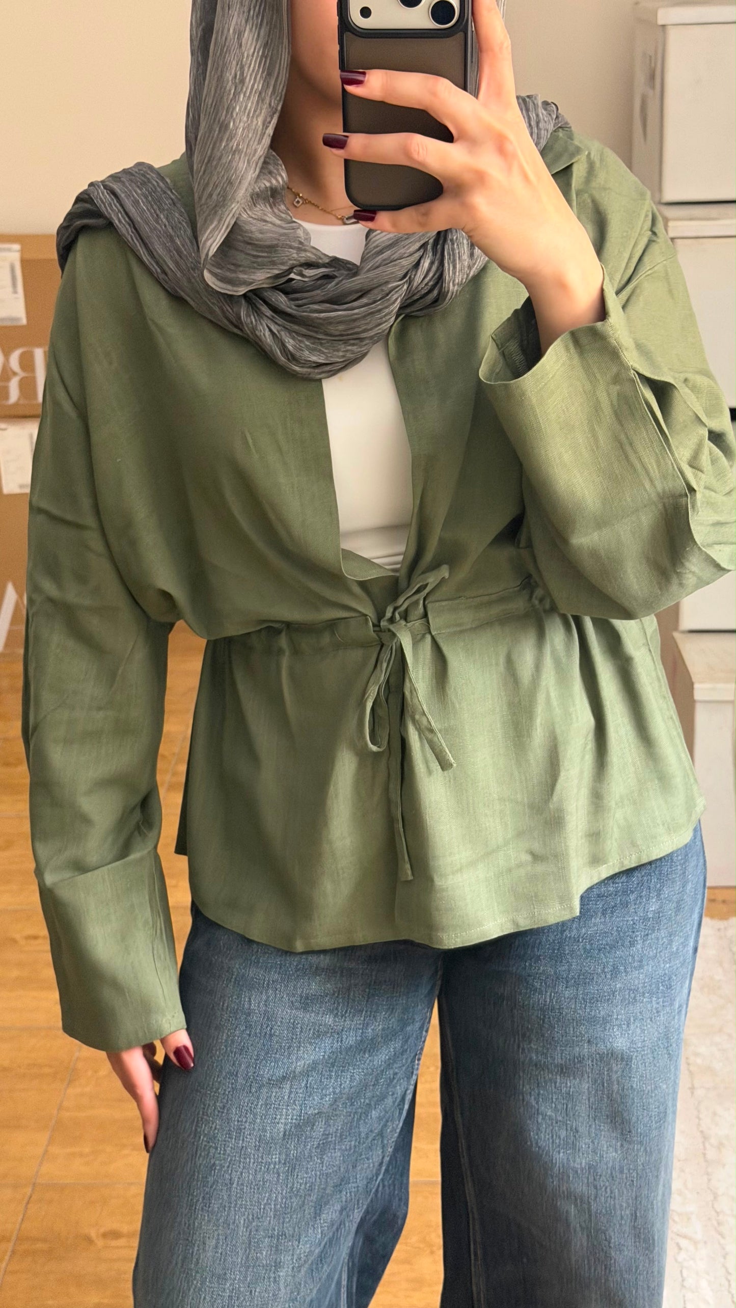 Slay You Girl Linen Top in Olive