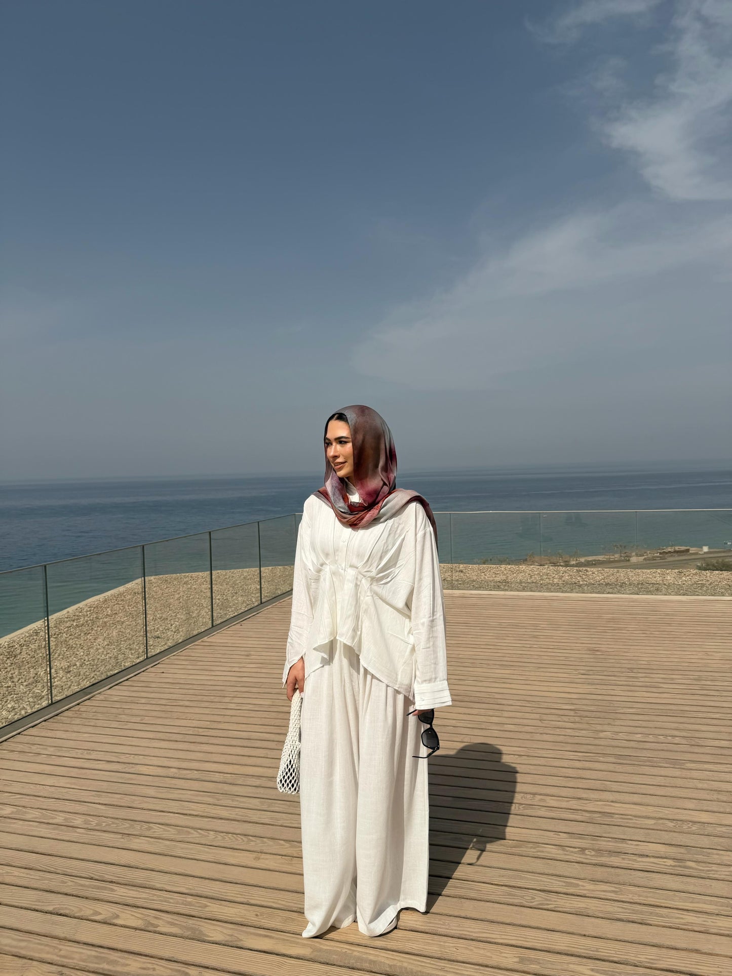 Airy Waves Linen Top in White