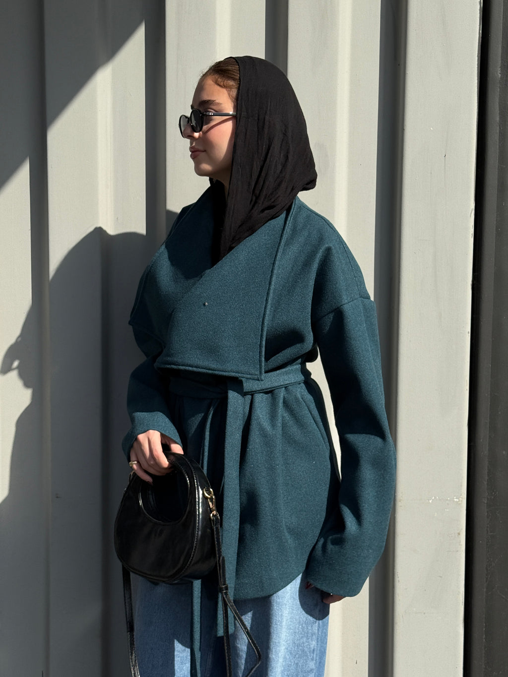 The Wrap Grace Coat in Teal